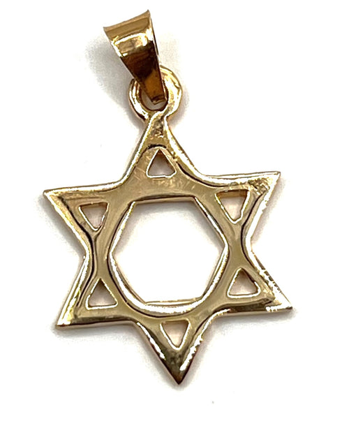 14K Yellow Gold Thick Star of David Necklace